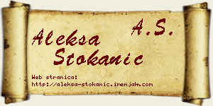 Aleksa Stokanić vizit kartica